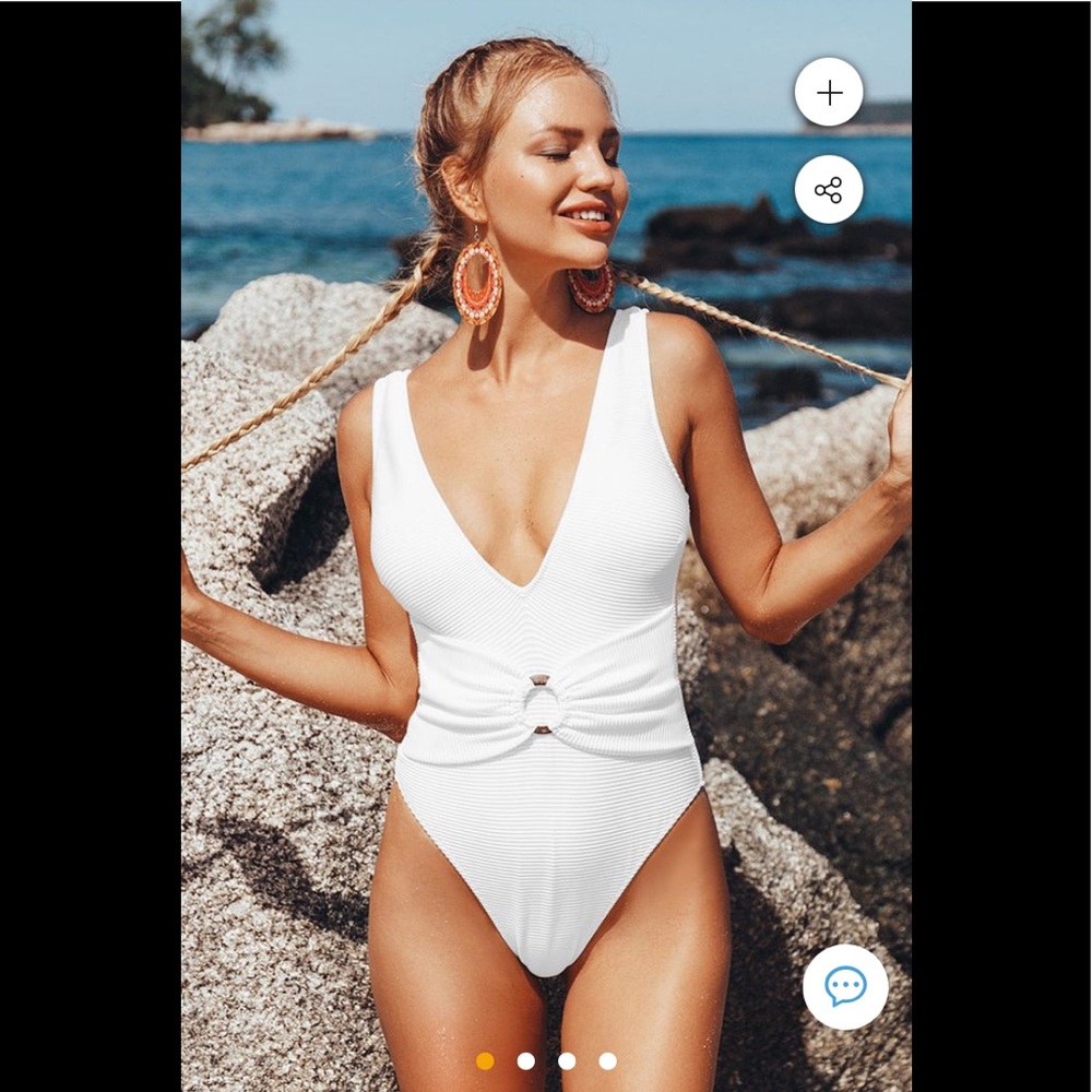 Cupshe White O-Ring Plunging One Piece Swimsuit